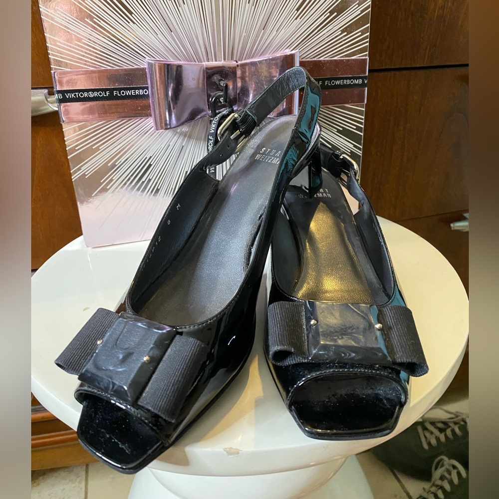 Stuart Weitzman Black paten leather sz 8 worn once!